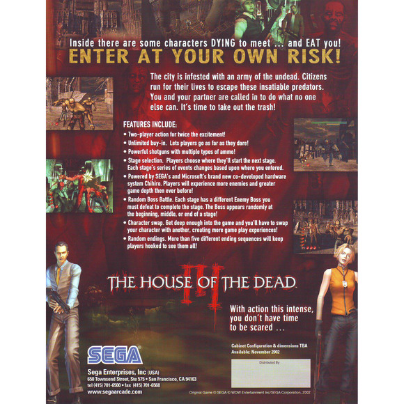 House Of The Dead III Arcade FLYER Original NOS Zombies Vintage Art 8.5" x 11" - Picture 4 of 4